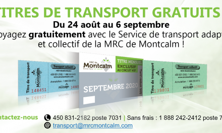 Gratuités pour les services de transports collectifs et adaptés de la MRC Montcalm